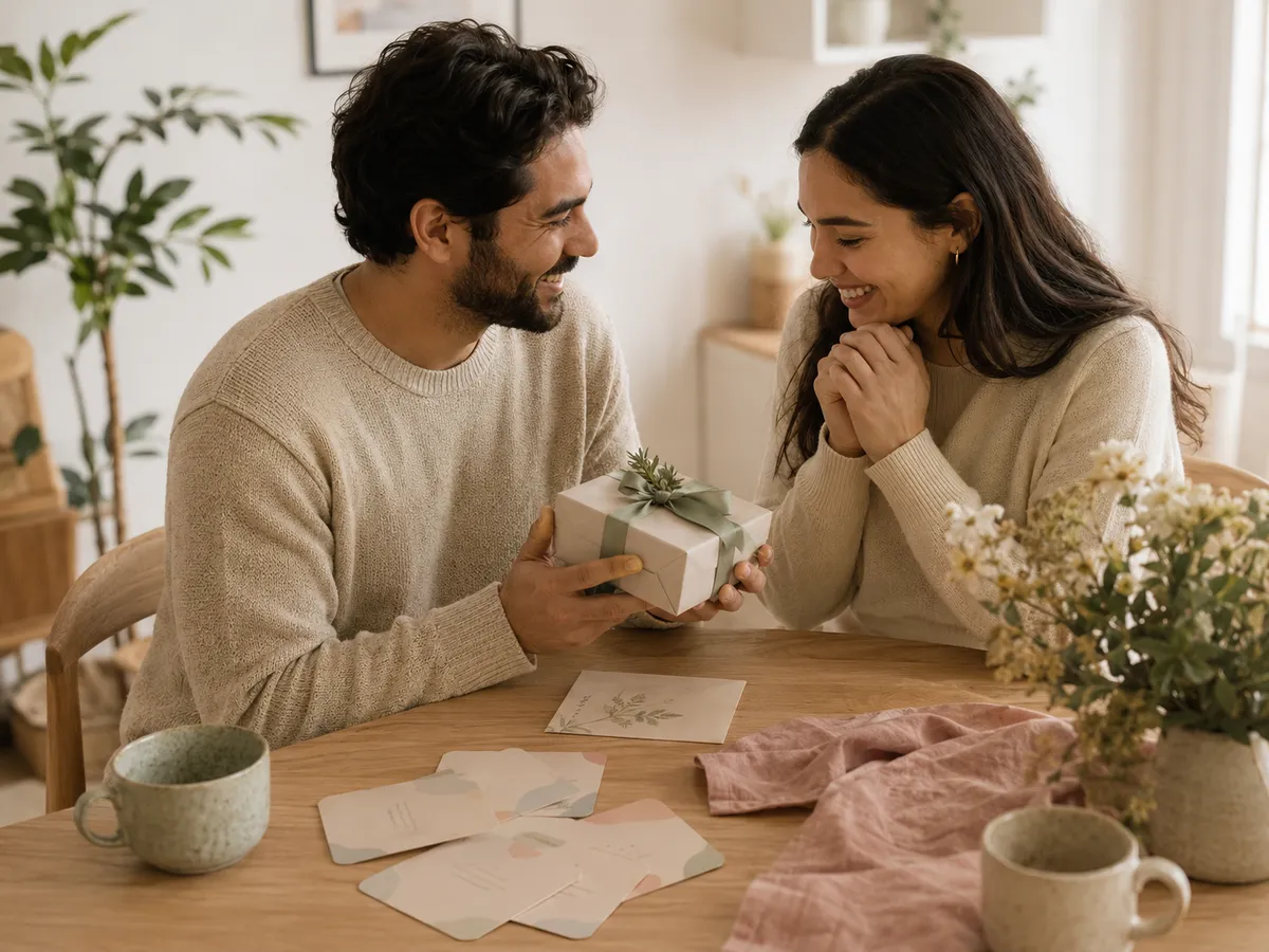 لحظه هدیه‌دادن یک هدیه شخصی و معنادار به پارتنر